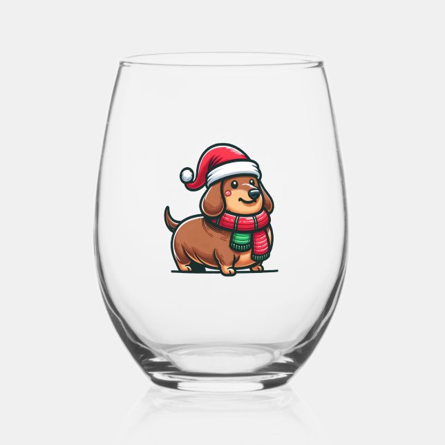 Dackel Elegance Weihnachtsvorfreude Klassisch Weinglas Ohne Stiel (Vorderseite)
