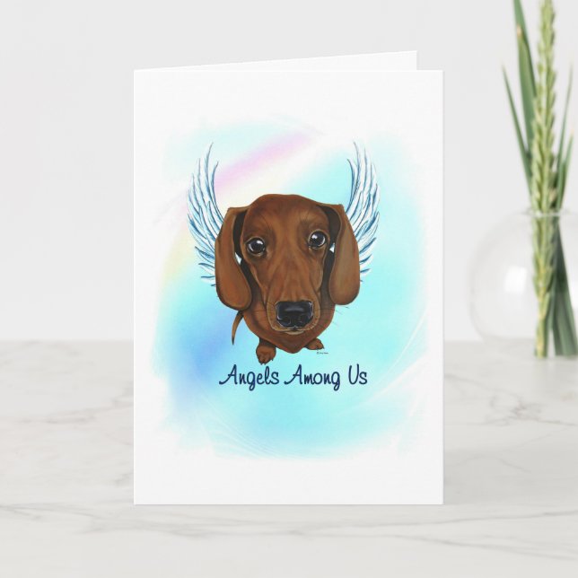 Dackel Engel Hund Pet Loss Sympathie Karte (Vorderseite)