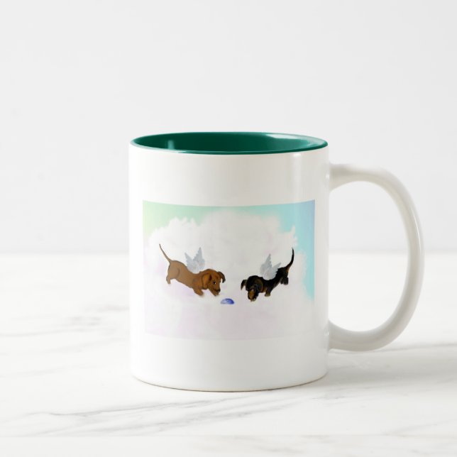 Dackel-Engel Zweifarbige Tasse (Rechts)
