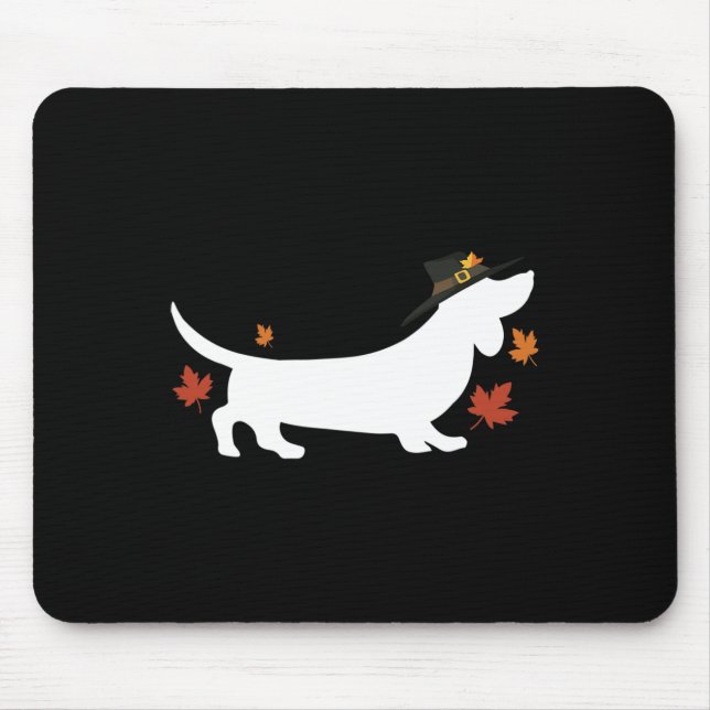 Dackel Erntedank Pilgrim Fall Mousepad (Vorne)