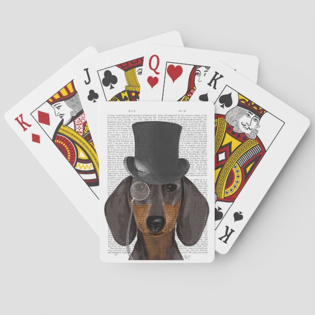 Dackel, Festhund und Hut Spielkarten (Rückseite)