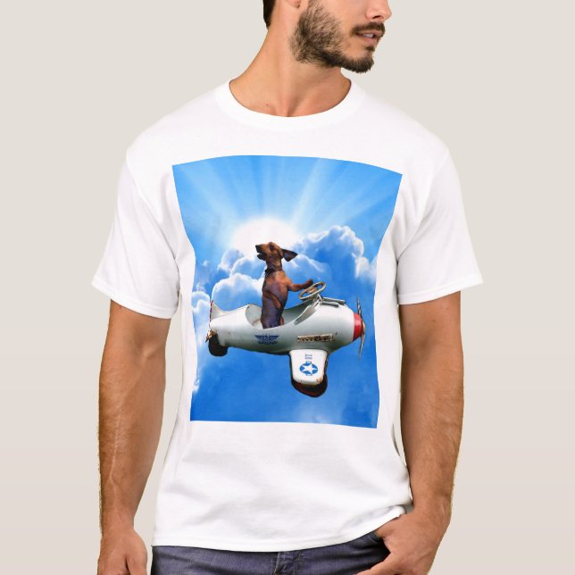 "Dackel-Flieger" entworfen durch Zermeno T-Shirt (Vorderseite)