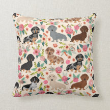 Dackel Florals Kopfkissen - niedliches Hundekissen