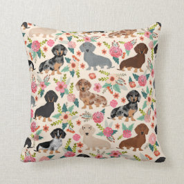 Dackel Florals Kopfkissen - niedliches Hundekissen Kissen