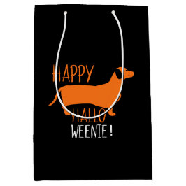 Dackel Frohe Halloweenie! Schwarzes Halloween Mittlere Geschenktüte