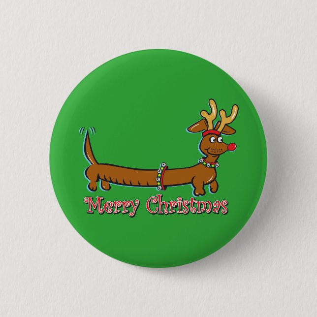 Dackel-frohe Weihnachten Button (Vorderseite)