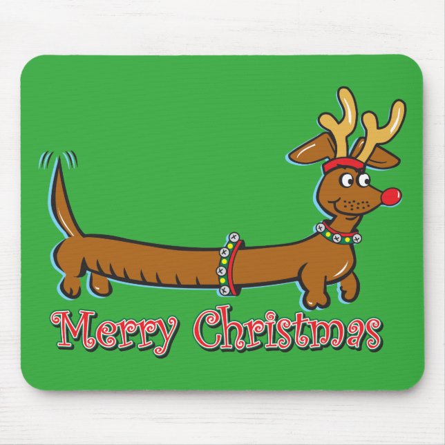 Dackel-frohe Weihnachten Mousepad (Vorne)