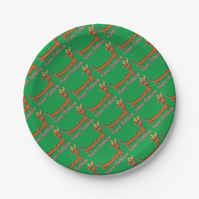 Dackel-frohe Weihnachten Pappteller (Vorderseite)