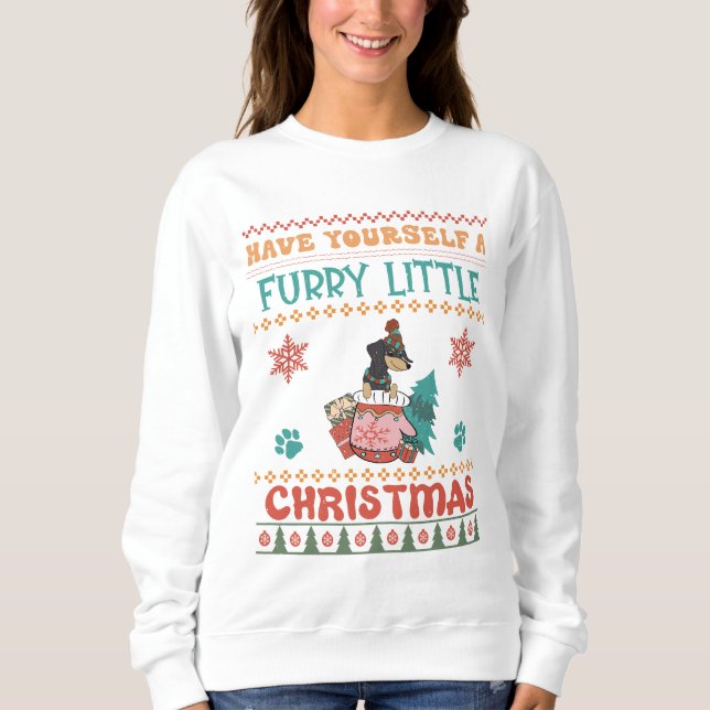 Dackel Furry Little Christmas Sweatshirt (Vorderseite)
