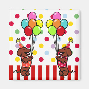 Dackel-Geburtstags-Cartoon-Ballone Magnet