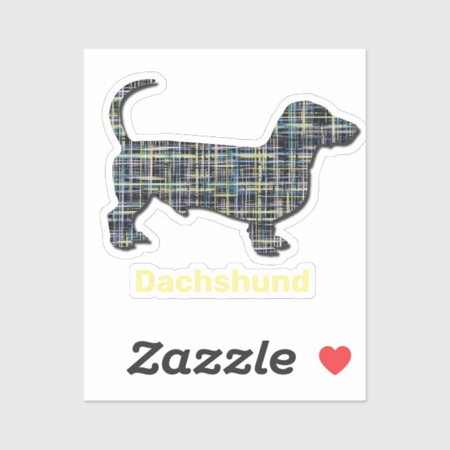 Dackel Gelb & Blau Gitter Abstrakter Sticker (Blatt)