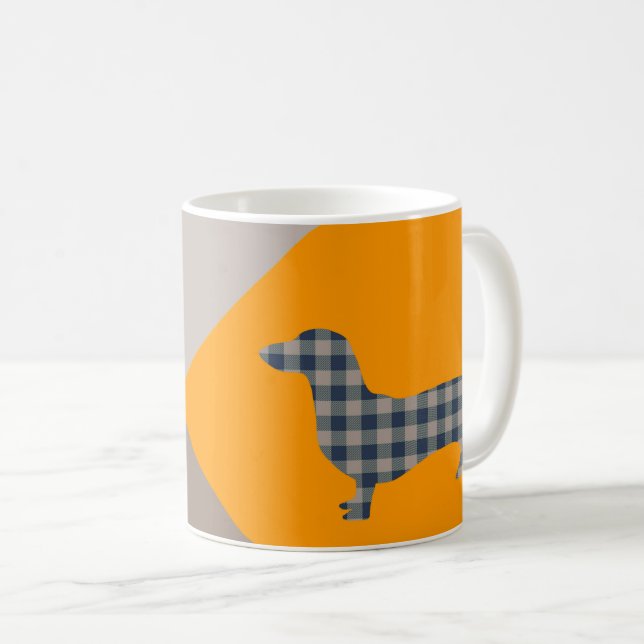 Dackel Gelb und Tief Aquamarin Abstrakt Kaffeetasse (VorderseiteRechts)