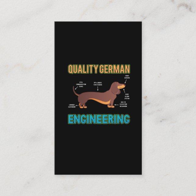 Dackel German Engineering Hund Tierliebhaber Visitenkarte (Vorderseite)