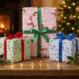 Dackel gestohlen Weihnachtsbaumleuchten schmutzig Geschenkpapier Set