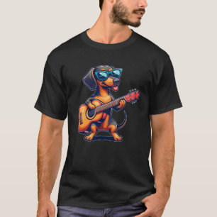 Dackel Gitarrist Musical Dog Playing Gitarre T-Shirt