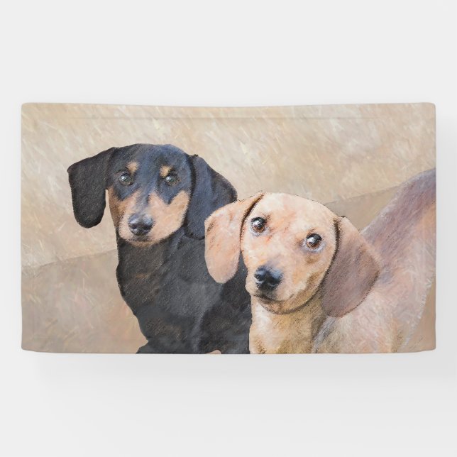 Dackel (glatt) Gemälde - Originale Hundekunst Banner (Horizontal)