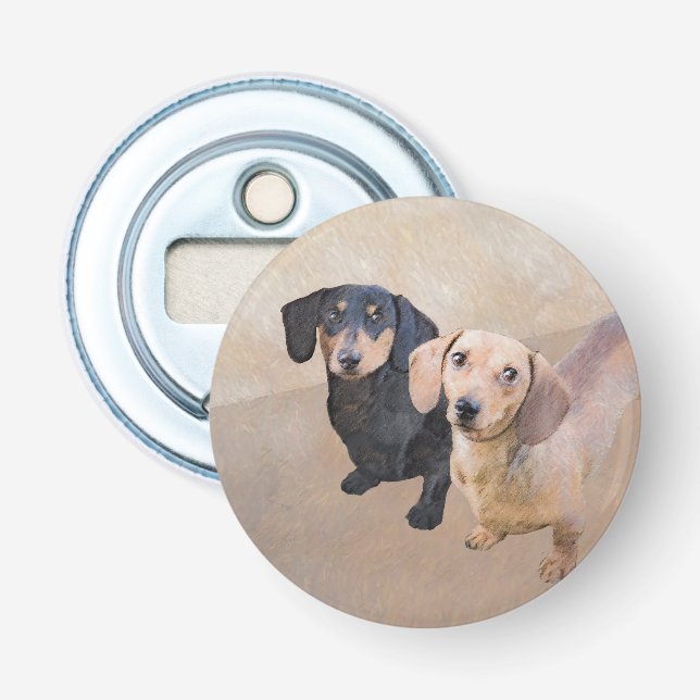 Dackel (glatt) Gemälde - Originale Hundekunst Flaschenöffner (Vorderseite)