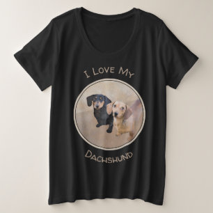 Dackel (glatt) Gemälde - Originale Hundekunst Große Größe T-Shirt