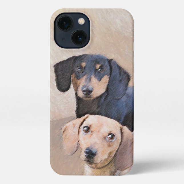 Dackel (glatt) Gemälde - Originale Hundekunst iPhone Hülle (Rückseite)