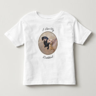 Dackel (glatt) Gemälde - Originale Hundekunst Kleinkind T-shirt