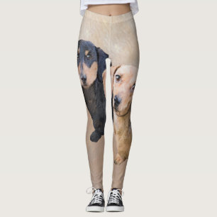 Dackel (glatt) Gemälde - Originale Hundekunst Leggings