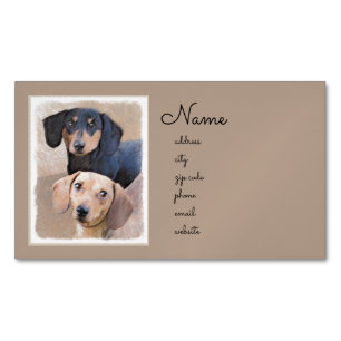 Dackel (glatt) Gemälde - Originale Hundekunst Magnetische Visitenkarte