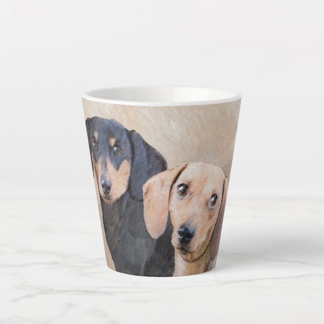 Dackel (glatt) Gemälde - Originale Hundekunst Milchtasse (Vorderseite)
