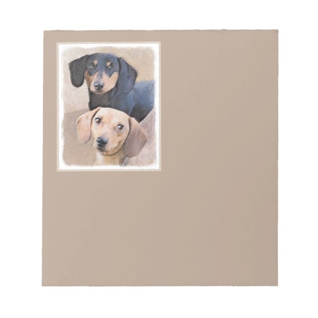 Dackel (glatt) Gemälde - Originale Hundekunst Notizblock (Vorderseite)
