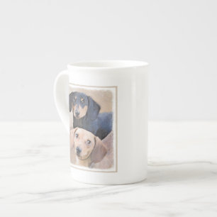 Dackel (glatt) Gemälde - Originale Hundekunst Prozellantasse