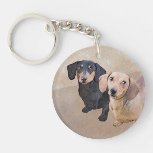 Dackel (glatt) Gemälde - Originale Hundekunst Schlüsselanhänger