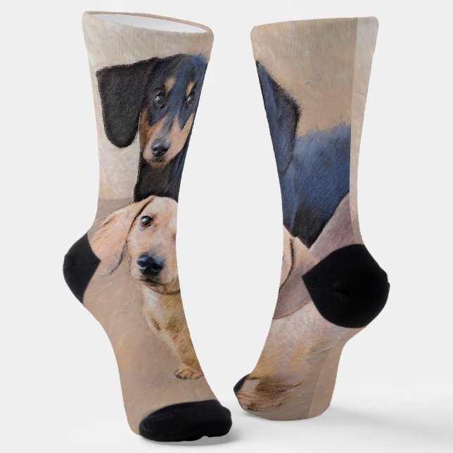 Dackel (glatt) Gemälde - Originale Hundekunst Socken (Gewinkelt)