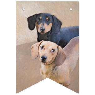 Dackel (glatt) Gemälde - Originale Hundekunst Wimpelkette