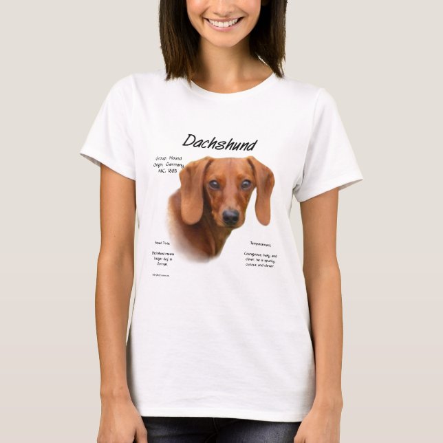 Dackel (glatt) Historiendesign T-Shirt (Vorderseite)