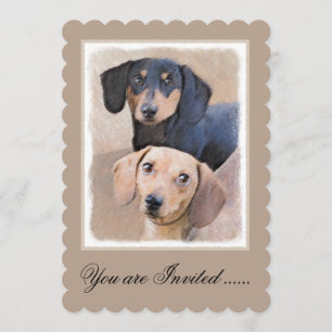 Dackel (glatte) Malerei - Original Hundekunst Einladung
