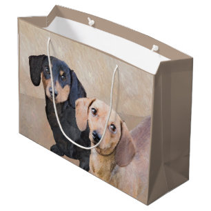 Dackel (glatte) Malerei - Original Hundekunst Große Geschenktüte