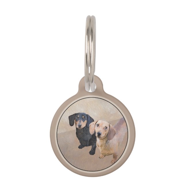 Dackel (glatte) Malerei - Original Hundekunst Haustiermarke (Vorderseite)