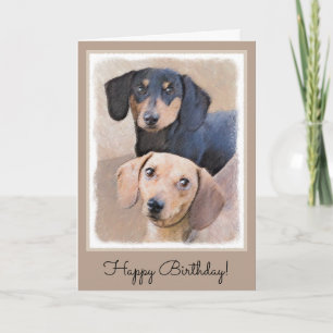 Dackel (glatte) Malerei - Original Hundekunst Karte
