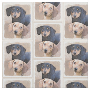 Dackel (glatte) Malerei - Original Hundekunst Stoff
