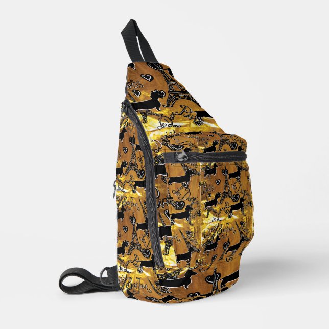 Dackel Gold Crossbody Bag (Linke Seite)