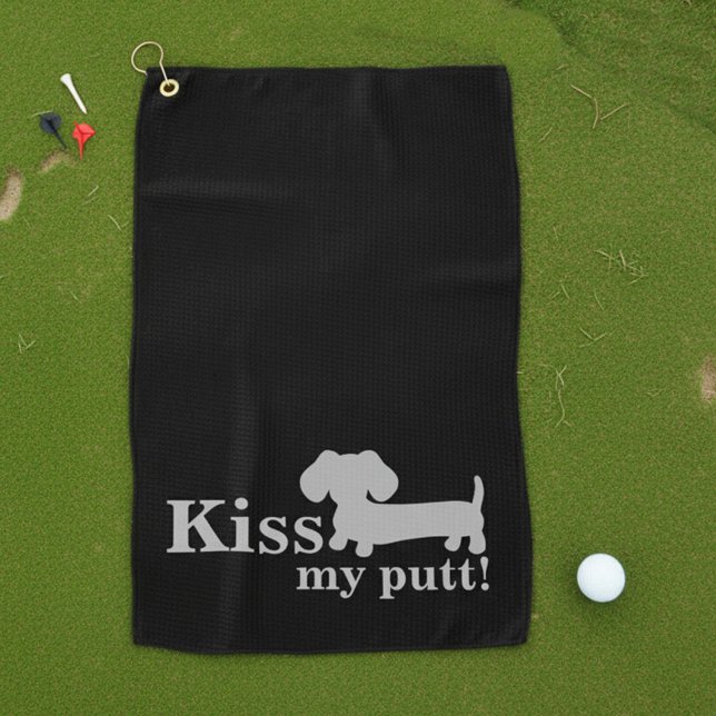 Dackel Golf Handtuch Funny Kiss My Putt Dackel Dog (kiss my putt dachshund golf towel accessory)
