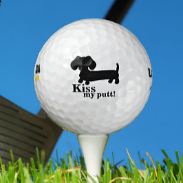 Dackel Golfer Kiss mein Putt Funny Golf Ball Gesch