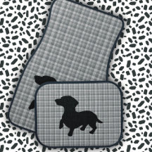 Dackel Gray Kariert Car Mats Volles Set (Set von 4