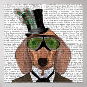 Dackel Green Goggles Top Hat Poster