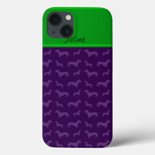 Dackel-Grünstreifen des individuellen Namens lila Case-Mate iPhone Hülle