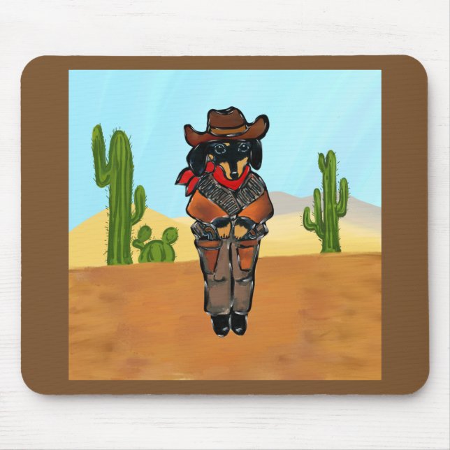 Dackel Gunslinger Mousepad (Vorne)