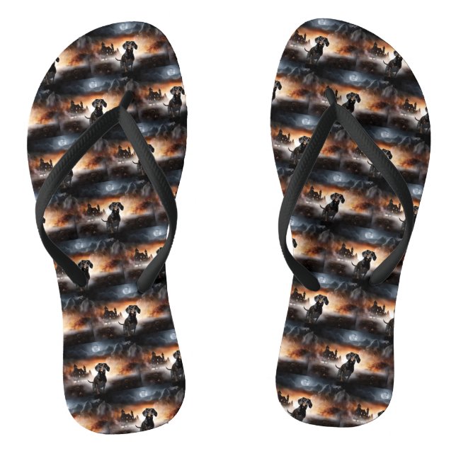 Dackel Halloween Beängstigend Flip Flops (Fußbett)