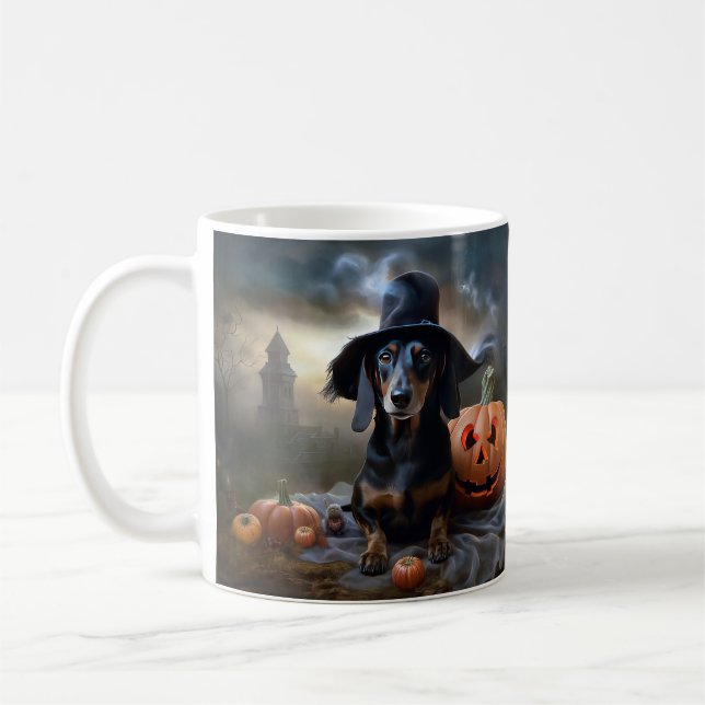 Dackel Halloween Beängstigend Kaffeetasse (Links)