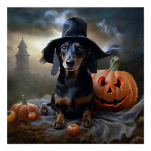 Dackel Halloween Beängstigend Poster