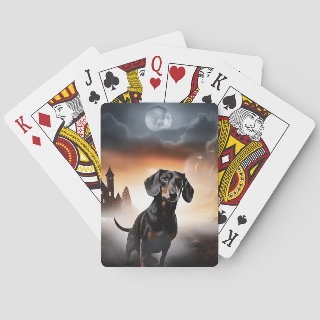 Dackel Halloween Beängstigend Spielkarten (Rückseite)