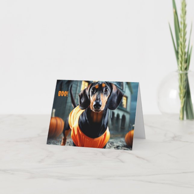 Dackel Halloween Card Einladung (Vorderseite)